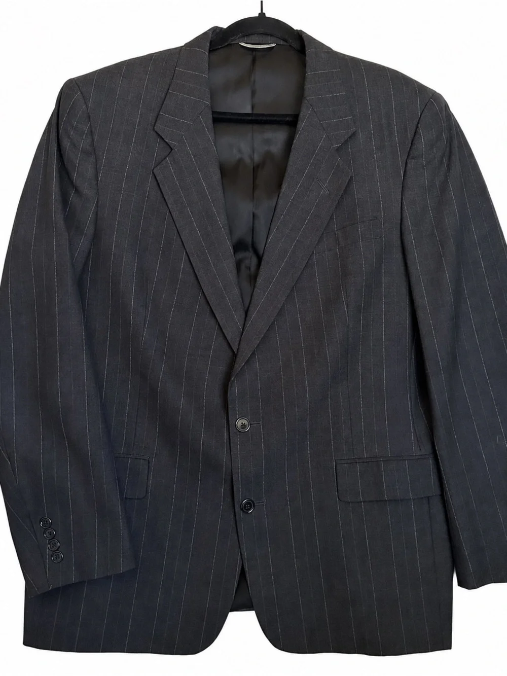 Vintage Christian Dior Monsieur Blazer Men's 44L 100% Wool Gray Pinstripe USA